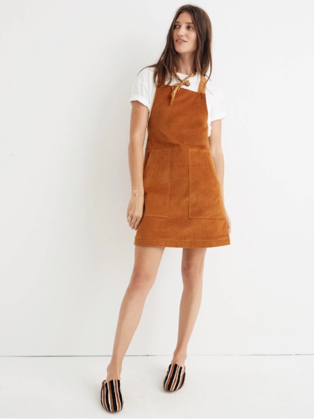 Rust Corduroy Pinafore Dress